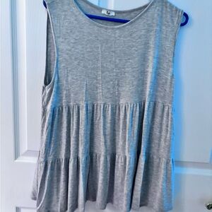Gray Sleeveless Tiered Top